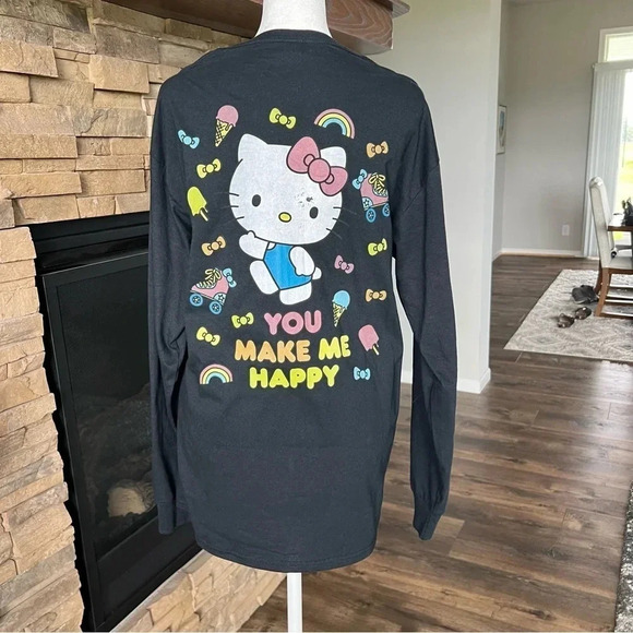 Hello Kitty Double Sided You Make Me Happy Long Sleeve Shirt Fruit of the loom M - Picture 3 of 9